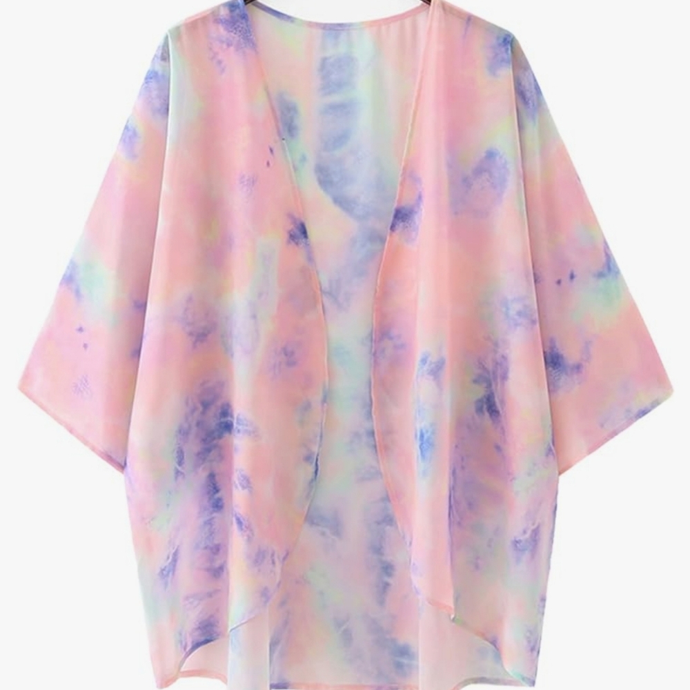 Tie dyed print kimono